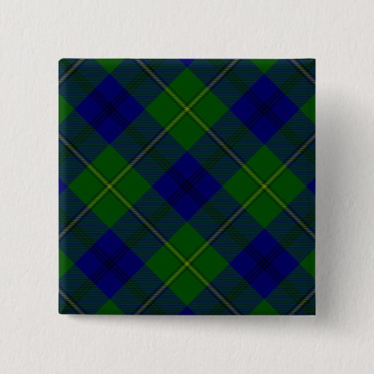 Badge Carré 5 Cm Johnstone tartan bleu vert plaid (Devant)