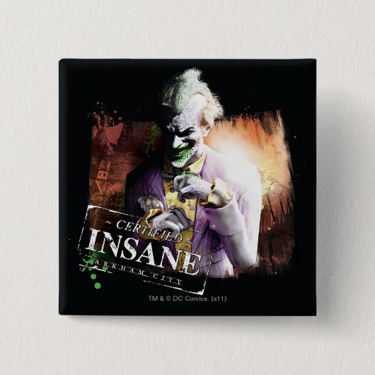 Badge Carré 5 Cm Joker - Certified Insane (Devant)