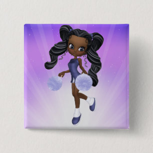 Badge Carré 5 Cm Joli bouton de pom-pom girl d'Afro-américain