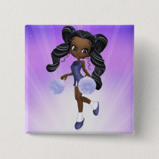 Badge Carré 5 Cm Joli bouton de pom-pom girl d'Afro-américain