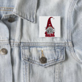 Badge Carré 5 Cm Joli elf de Noël Gnome (En situation)