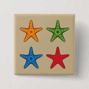 Badge Carré 5 Cm Joli jeu de caricature coloré Starfish