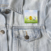 Badge Carré 5 Cm Joli Petit Bébé de Pâques Chick (En situation)