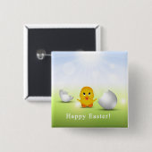 Badge Carré 5 Cm Joli Petit Bébé de Pâques Chick (Devant & derrière)