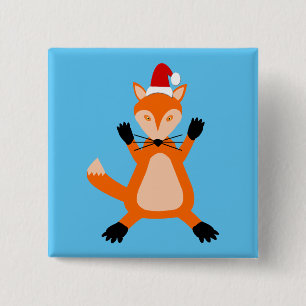Badge Carré 5 Cm Joli renard de Noël