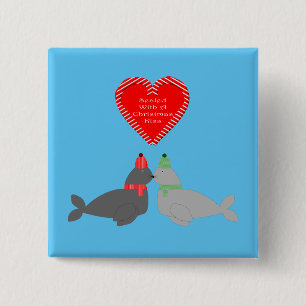 Badge Carré 5 Cm Joli Seals de baiser de Noël