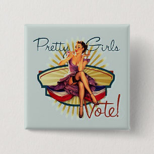Badge Carré 5 Cm Joli vote de filles !