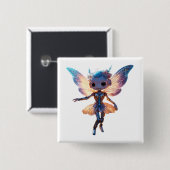 Badge Carré 5 Cm Jolie danseuse robot pixie (Devant & derrière)