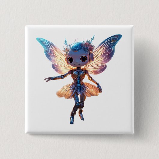 Badge Carré 5 Cm Jolie danseuse robot pixie (Devant)