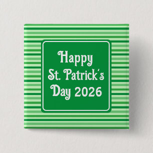Badge Carré 5 Cm Jolie journée de la Saint-Patrick rayée verte 2026