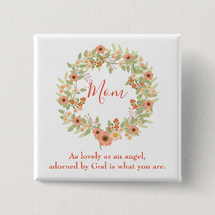 Badge Carré 5 Cm Jolie maman Wreath