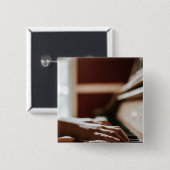 Badge Carré 5 Cm Jolie oeuvre Piano (Devant & derrière)