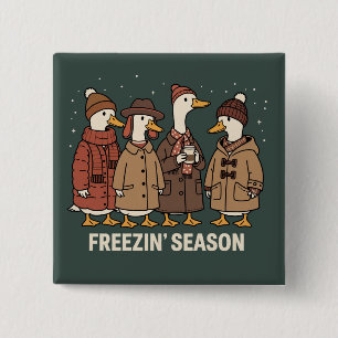 Badge Carré 5 Cm Jolie oie Saison gelée Hiver Cozy Automne Canard 