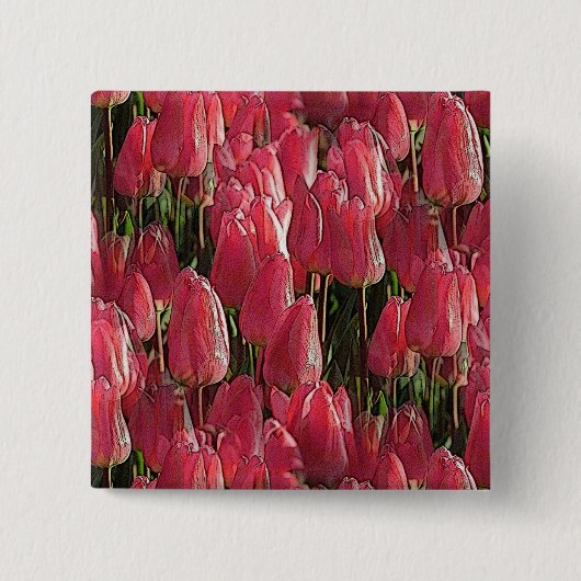 Badge Carré 5 Cm Jolie tulipe rose (Devant)