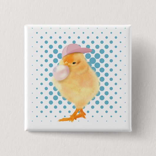 Badge Carré 5 Cm Jolie Vibes Rétro Poussant Bubblegum Blanc (Devant)