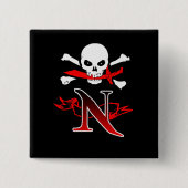 Badge Carré 5 Cm Jolly roger N Monogramme initial (Devant)