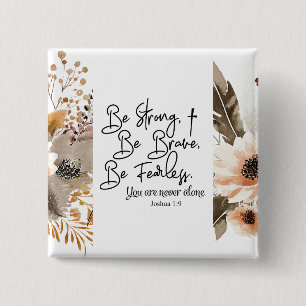 Badge Carré 5 Cm Joshua 1 9 Soyez fort Soyez brave Bible Verse