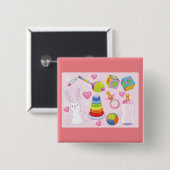 Badge Carré 5 Cm Jouets pour bébés et articles de première nécessit (Devant & derrière)