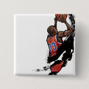 Badge Carré 5 Cm Joueur de basket tenant la boule