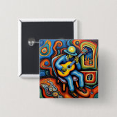 Badge Carré 5 Cm Joueur de guitare (Devant & derrière)