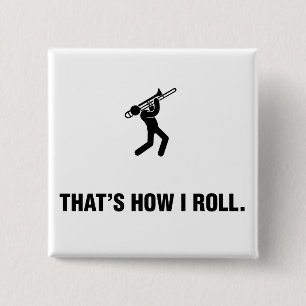 Badge Carré 5 Cm Joueur de trombone