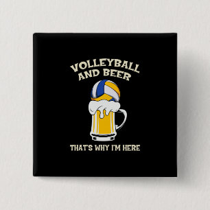 Badge Carré 5 Cm Joueur de volley-ball   Volleyball Et Bière