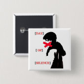 Badge Carré 5 Cm Jour de bouton de silence (Devant & derrière)