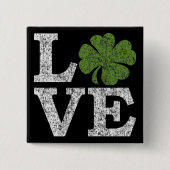 Badge Carré 5 Cm Jour de la Saint Patrick LOVE avec shamrock (Devant)