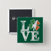 Badge Carré 5 Cm Jour de la Saint Patrick Love Lucky Shamrock irlan (Devant & derrière)