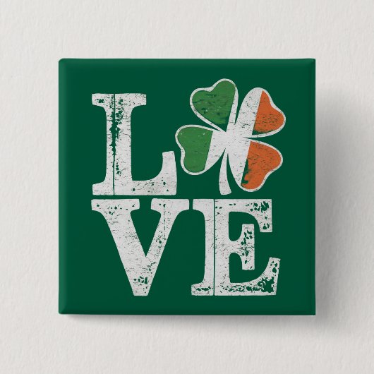 Badge Carré 5 Cm Jour de la Saint Patrick Love Lucky Shamrock irlan (Devant)