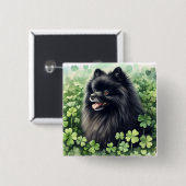 Badge Carré 5 Cm Jour de la Saint Patrick noir de Poméranie (Devant & derrière)