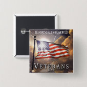 BADGE CARRÉ 5 CM JOUR DE VÉTÉRANS (Devant & derrière)