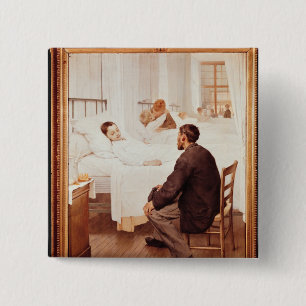 Badge Carré 5 Cm Jour de visite à l'hôpital, 1889