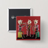 Badge Carré 5 Cm Jour des morts : Mariachi, d'Oaxaca (Devant & derrière)