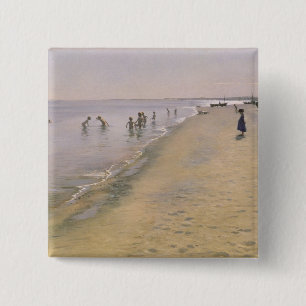 Badge Carré 5 Cm Jour d'été à la plage du sud de Skagen, 1884