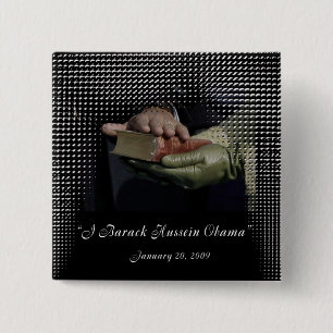 BADGE CARRÉ 5 CM JOUR D'INAUGURATION : BARACK HUSSEIN OBAMA