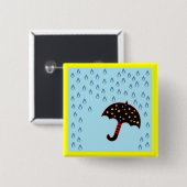 Badge Carré 5 Cm jour pluvieux avec parapluie (Devant & derrière)