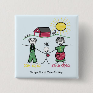 Badge Carré 5 Cm Journée avec le grand-parent