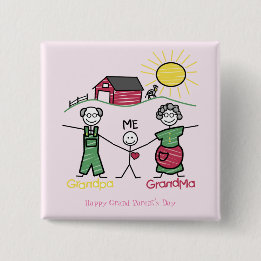 Badge Carré 5 Cm Journée avec le grand-parent