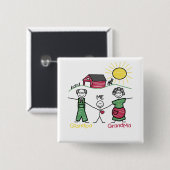 Badge Carré 5 Cm Journée avec le grand-parent (Devant & derrière)
