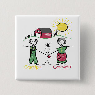 Badge Carré 5 Cm Journée avec le grand-parent