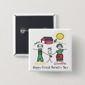Badge Carré 5 Cm Journée avec le grand-parent - (Devant & derrière)