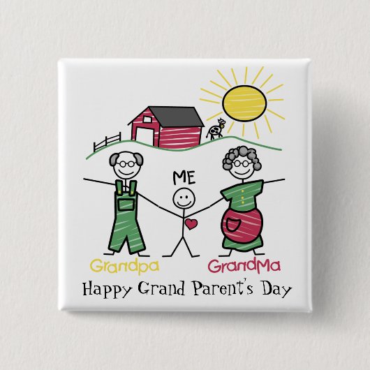 Badge Carré 5 Cm Journée avec le grand-parent - (Devant)