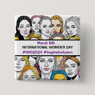 Badge Carré 5 Cm Journée internationale de la femme 8 mars