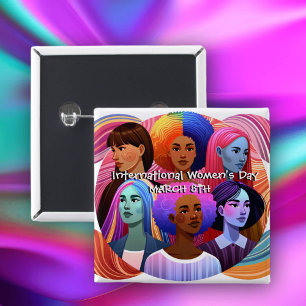 Badge Carré 5 Cm Journée internationale de la femme   Célébrer les