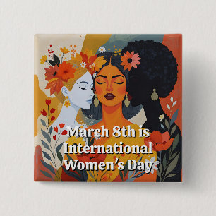 Badge Carré 5 Cm Journée internationale des femmes 8 mars JIF
