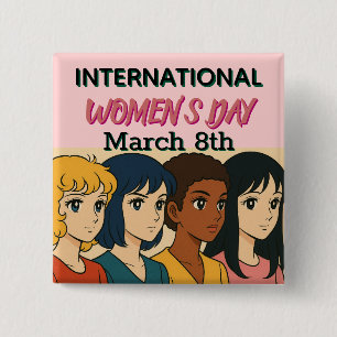 Badge Carré 5 Cm Journée internationale des femmes Pop Art