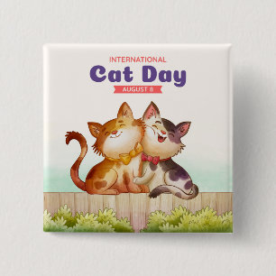 Badge Carré 5 Cm Journée internationale du chat