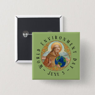 Badge Carré 5 Cm Journée mondiale de l'environnement & Saint Franço