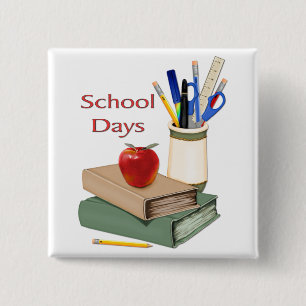 Badge Carré 5 Cm Jours d'école encore vie